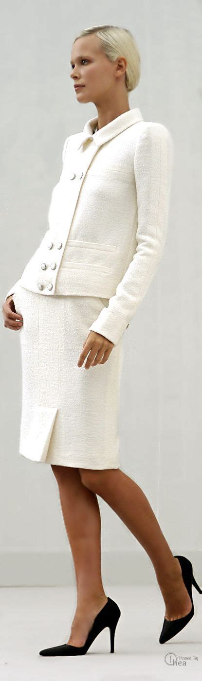 white chanel style suit|Chanel suit images.